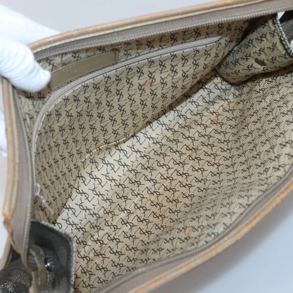 SAINT LAURENT Clutch Bag 2Set Beige Brown gold Auth - Picture 10 of 16